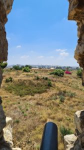 Looking East over the Afek pass. On the other side there is Migdal Tzedek (tower of justice) fortress. Even today one or two longitudinal railway of Israel, and one of two longitudinal highways.