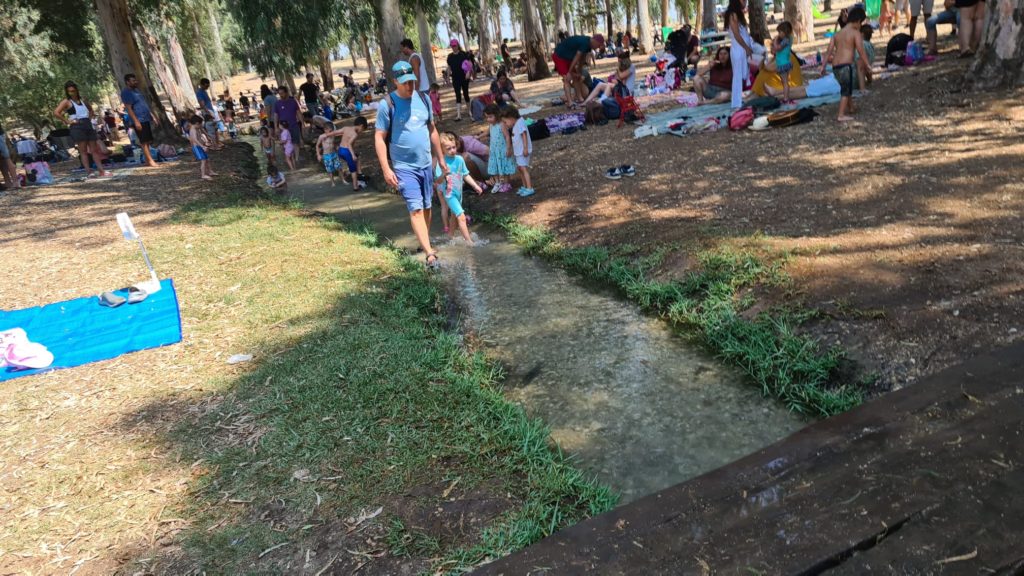 Paddling pools, walking on those for a couple of hundred meters cool us down and allow us to keep going the the rest of the site. Tel Afek