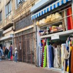 Fabric and textile shops on the street