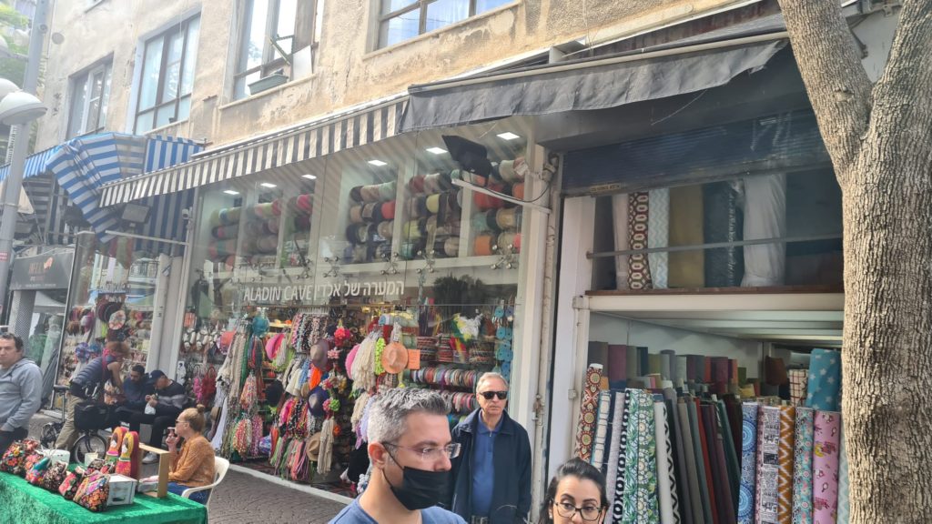 Fabric and textile shops on the street