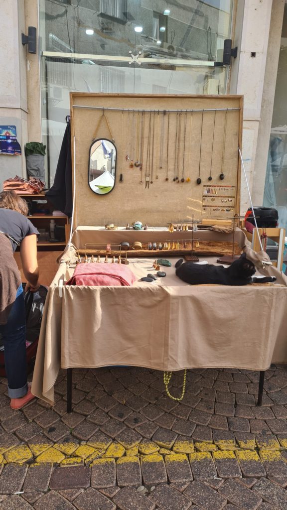 Handicraft stand in the art fair (happens on Fridays and Tuesdays in the pedestrians mall of the street)