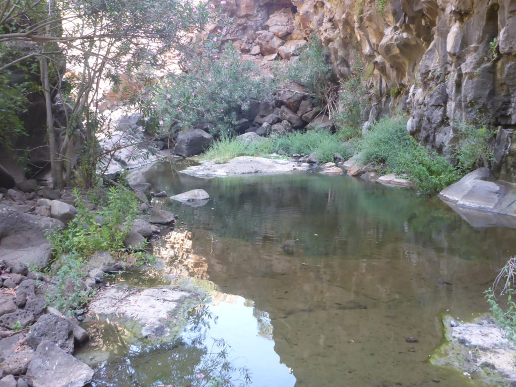 Between the second and third waterfall