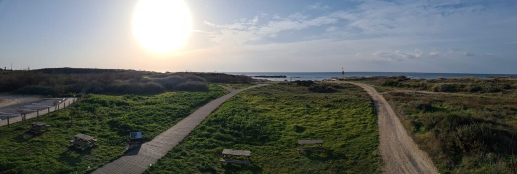 Looking West to the sea from the roof of the visitor center building.