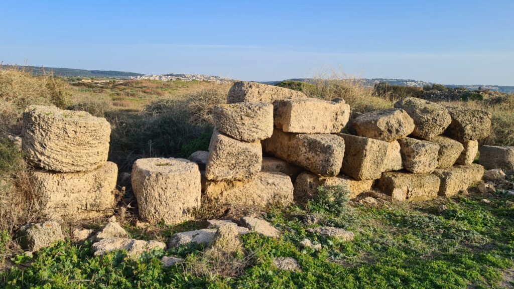 Archeological remains gathered on the Tel