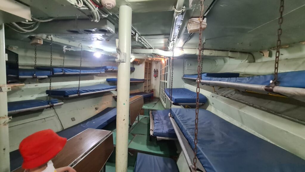 Sleeping beds on the front of the ship