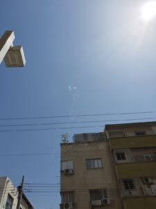 Might be David Sling interception of the rocket launched at Tel-Aviv at the 2nd day of operation Shield and Arrow- Gust of wind