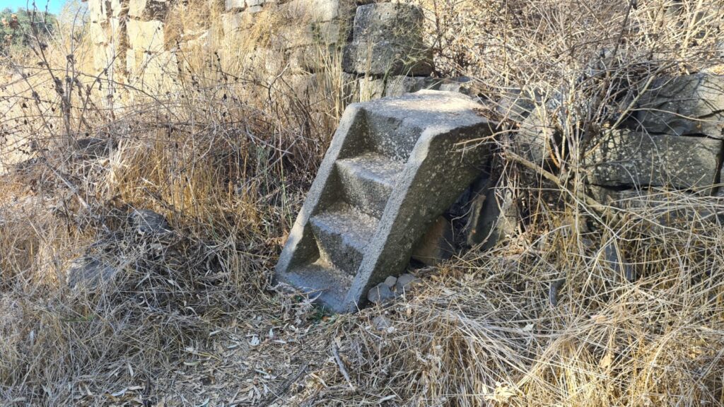 A staircase craved from one piece of Basalt rock