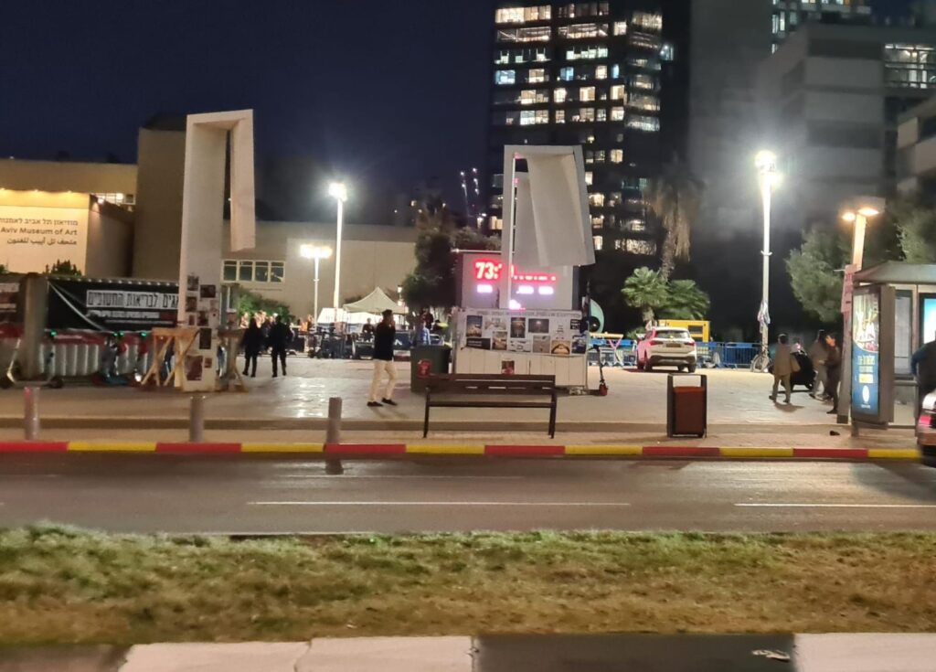 The Hostages square near Tel Aviv Museum of Art, with a big watch counting the days the hostages are in Hamas captivity (which is also the counter of the days of rhis war)