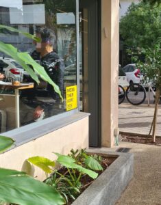 On the entrance to a coffeehouse on south Tel-Aviv