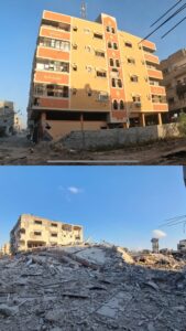 Before and After - A building which had been demolished by explosives by engineering corps soldiers - De-constructor