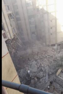 The remains of the building which was airstrike in Dahieh suburb of Beirut- Ibrahim Aqil 