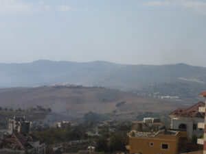 Looking over Metula (left down) Mount Ramim (with Manara on top of it)