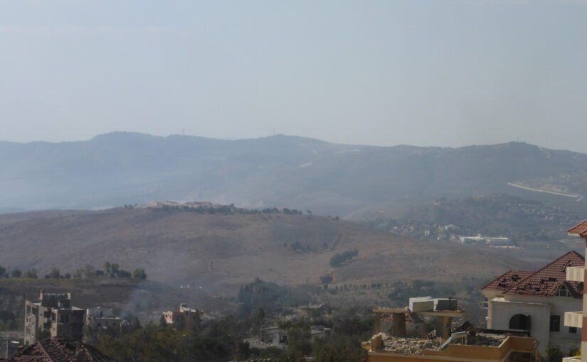 Looking over Metula (left down) Mount Ramim (with Manara on top of it)