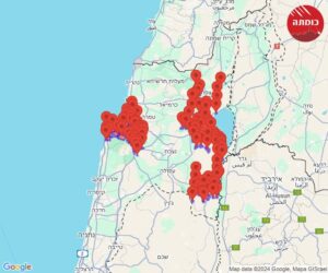 The earthquake warnings alerts map. Later the map included everything from Jezreel valley and north of it - explosives earthquake 