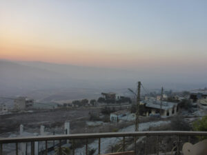 The sunrise over the mountain from from El-Khiam in Lebanon - Mount Dov