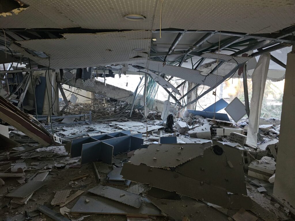 The damage inside school - hit a school