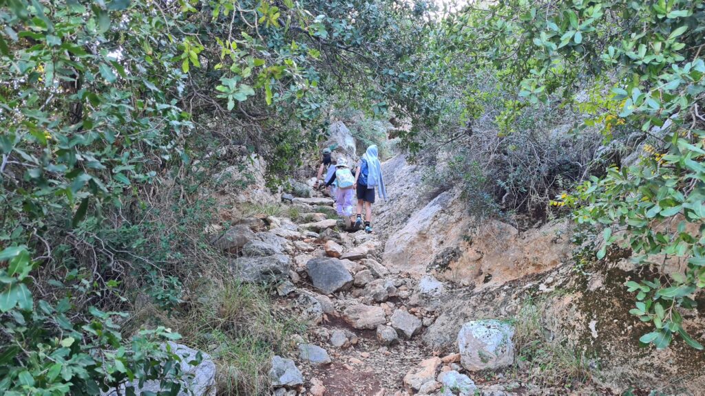 Climbing up in the red trail mark up to the cave