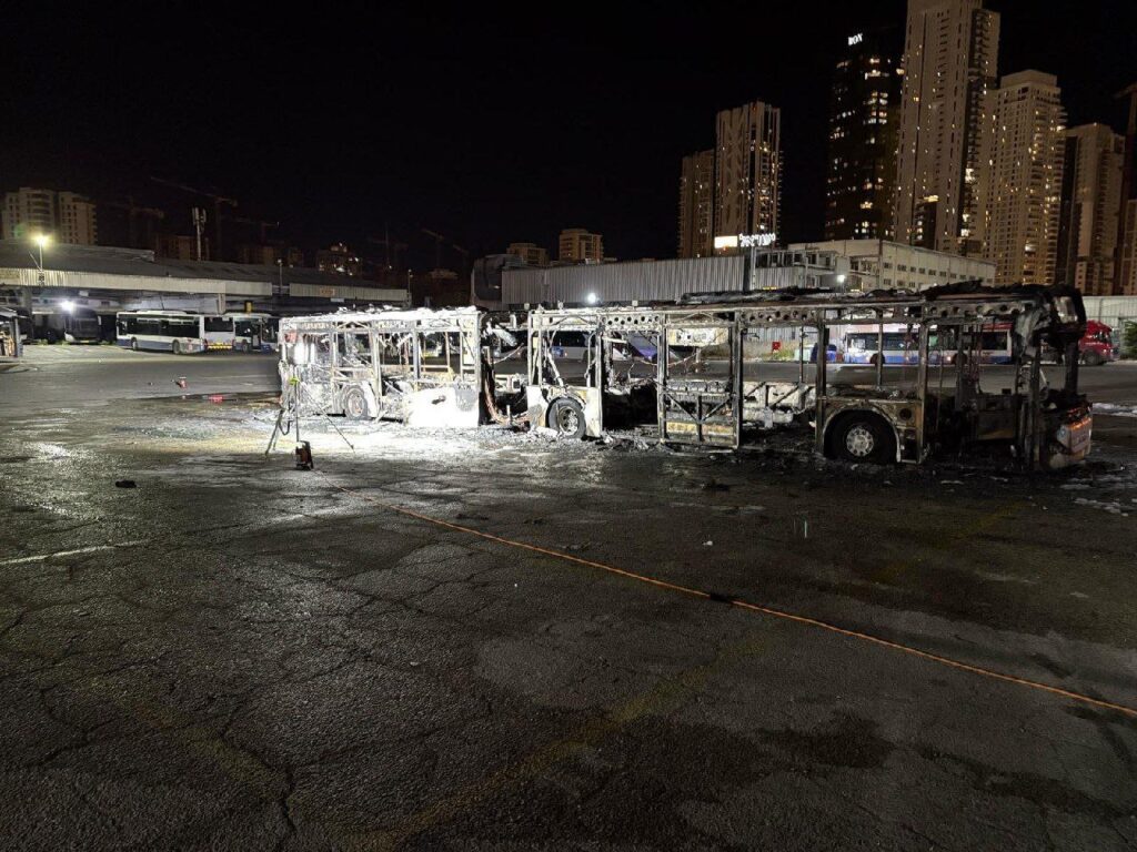 Another angle of the burnt bus